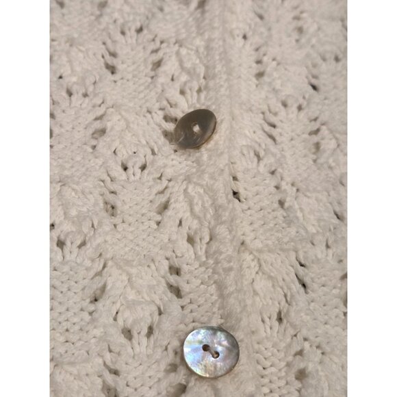 Vintage White Crochet Knit Button Shirt Cotton Forever USA M Cardigan - Picture 5 of 11
